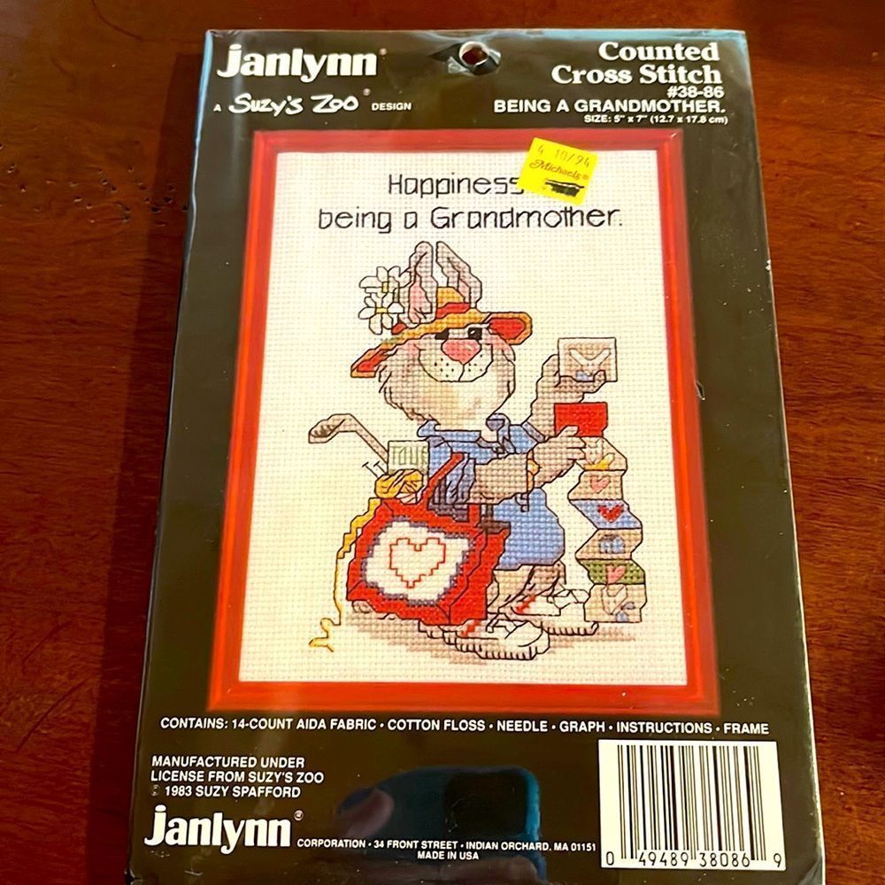 Janlynn Suzys Zoo Counted Cross Stitch Kit w/ Frame Being A Grandmother …